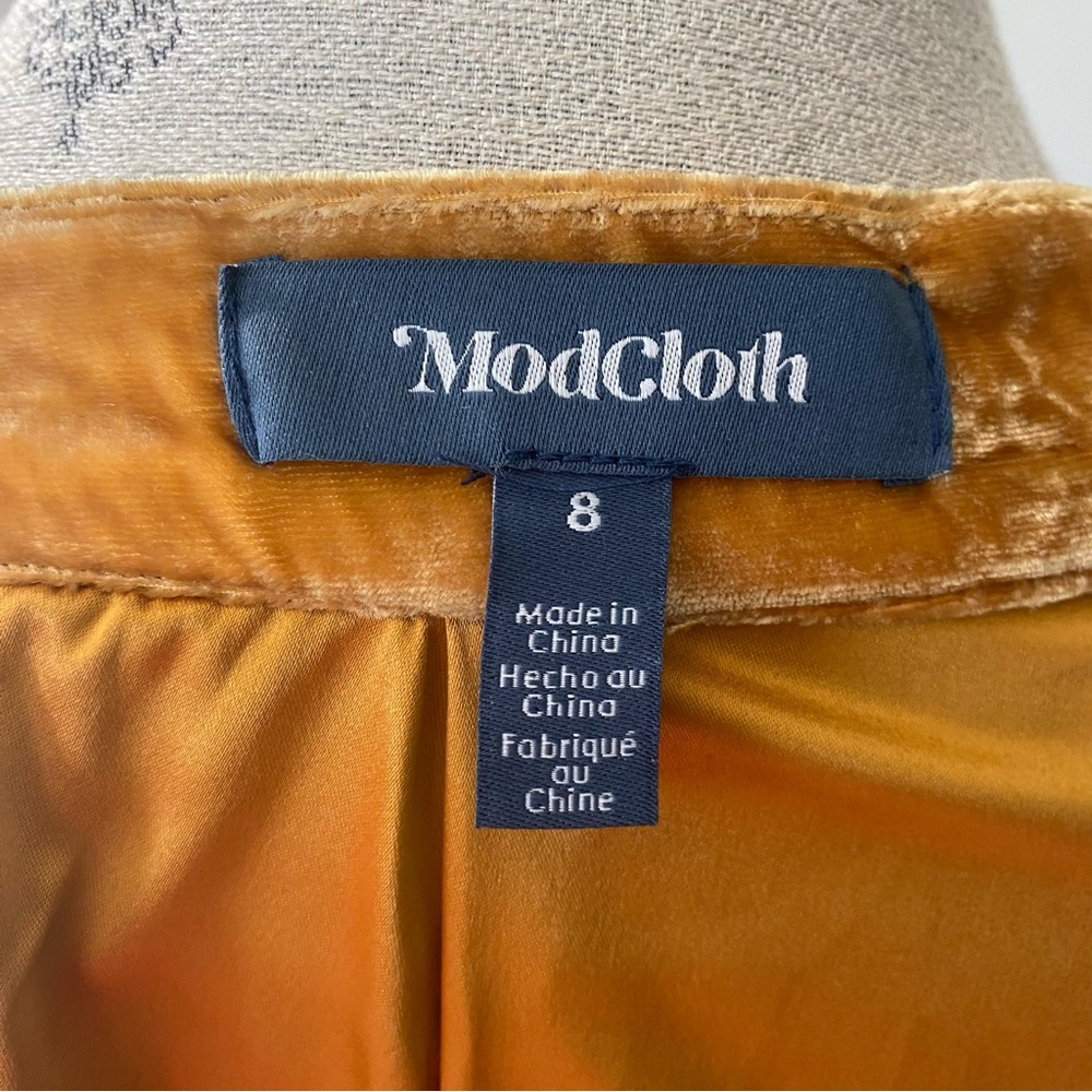 ModCloth Mustard Velvet A-Line Skirt - Picture 5 of 9